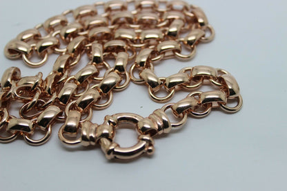 Genuine 9ct Rose Gold 375,Solid Heavy Oval Belcher Necklace Chain 60grams 60cm