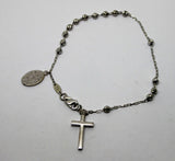 Genuine 18ct 750 White Gold Rosary Beads Cross Bracelet *Free express post