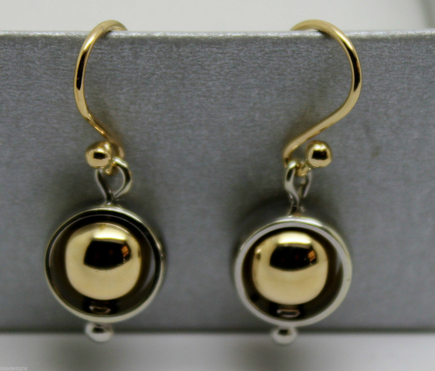 Kaedesigns New 9k 9ct Yellow & White Gold Spinner Belcher Ball Earrings