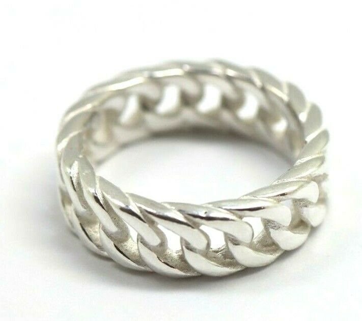 Genuine New Size M Sterling Silver Chain Link Ring