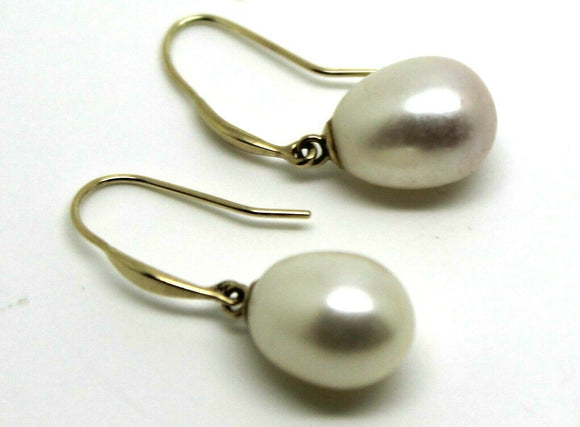 Genuine 9ct 9k Yellow Gold Oval Freshwater Pearl Ball Earrings