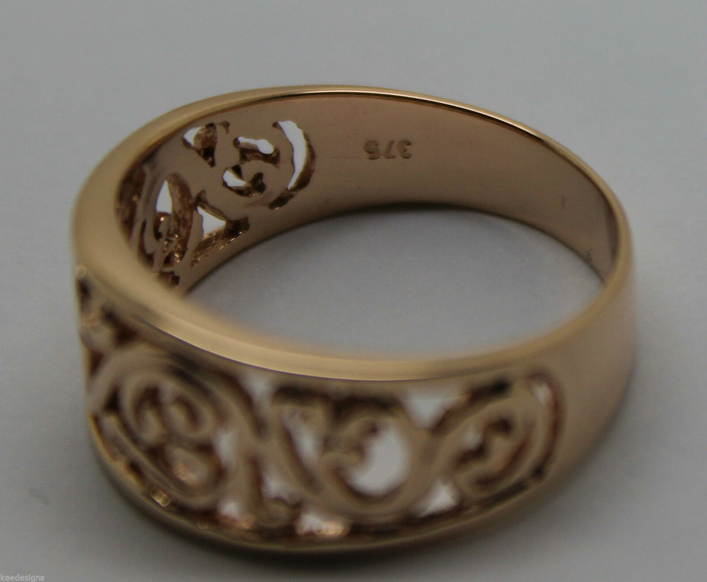 Kaedesigns New Size Q1/2 9ct Full Yellow, Rose or White Gold Filigree Flower Swirl Ring