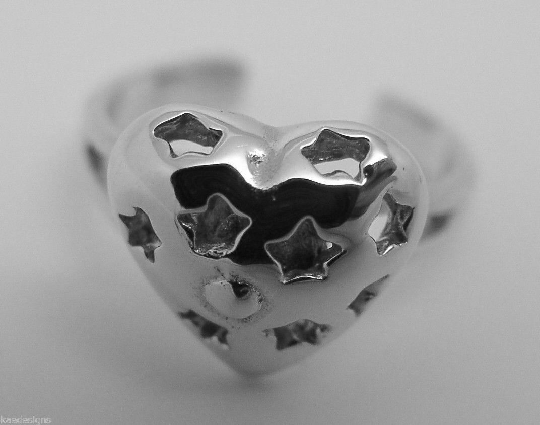 Kaedesigns Genuine New Solid 925 Sterling Silver Heart Star Toe Ring 232