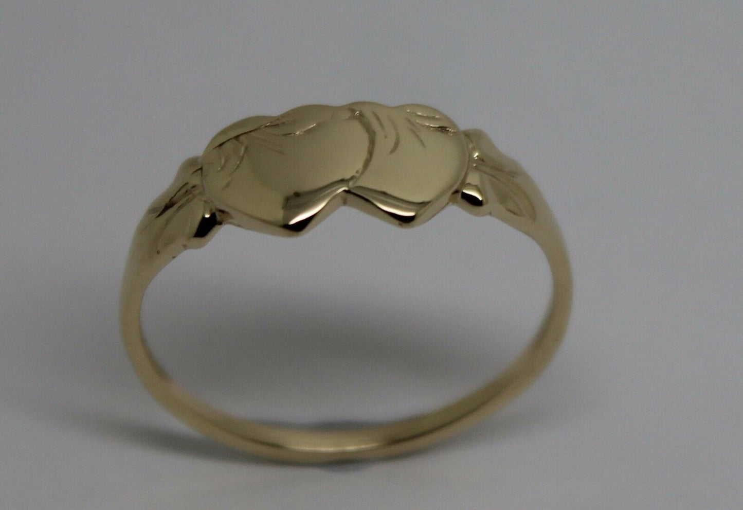 Size O Solid New 9ct 9Kt Yellow Gold Double Heart Signet Ring