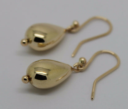 Genuine 9ct 9kt Solid Yellow, Rose or White Gold Tear Drop Teardrop Hook Earrings