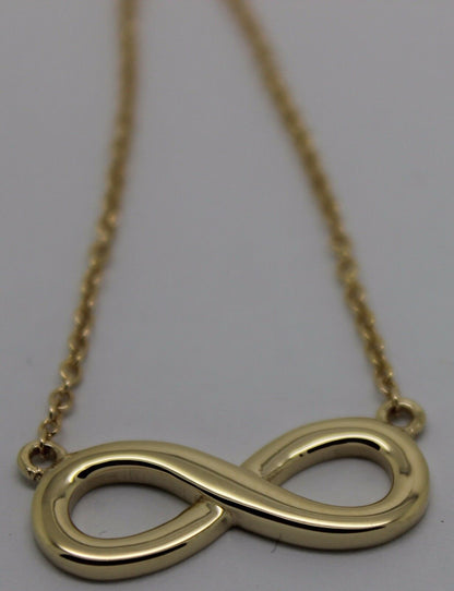 Kaedesigns, New 9ct 375 Solid Yellow Gold Infinity Long 56cm Belcher Necklace