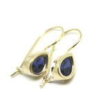 Genuine  9ct Yellow, Rose or White Gold Blue Stone Teardrop Earrings