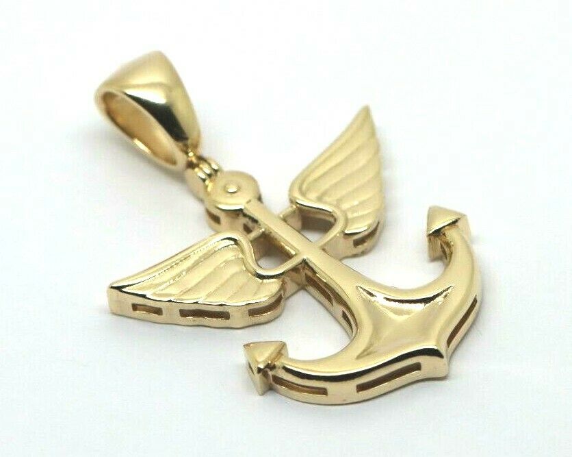 Genuine, Large Heavy 9ct 9kt Yellow, Rose or White Gold or Sterling Silver Large Solid Anchor Boat Pendant