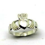 New Genuine Solid 9ct 9kt Heavy White Gold Extra Large Irish Claddagh Ring