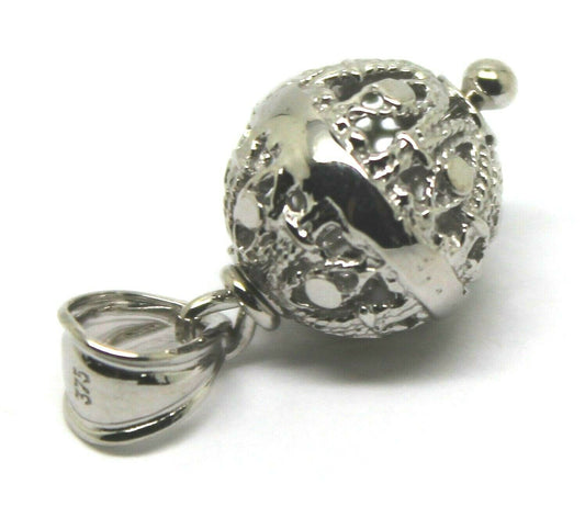 Genuine 9ct 9kt White Gold 12mm Filigree Ball Pendant