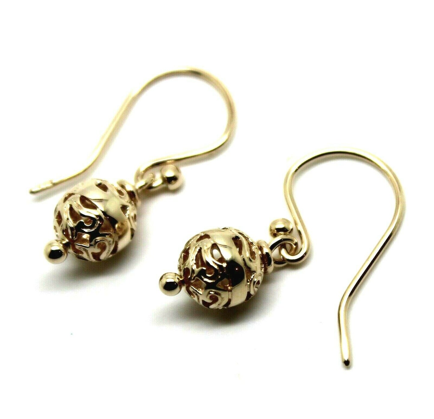 Genuine New Heavy 9ct Yellow, Rose Or White Gold 8mm Euro Ball Drop Filigree Earrings