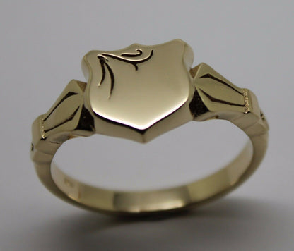 Kaedesigns Genuine Solid 9ct 9kt Yellow, Rose or White Gold Shield Signet Ring Size X