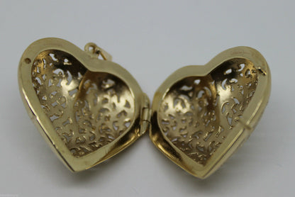 Kaedesigns 9ct 9k Yellow Gold Huge Heavy Filigree Heart Pendant Locket