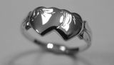 Size M - Kaedesigns, Solid New Sterling Silver Double Heart Signet Ring