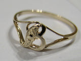 Genuine 9ct Yellow, Rose or White Gold Initial Ring B