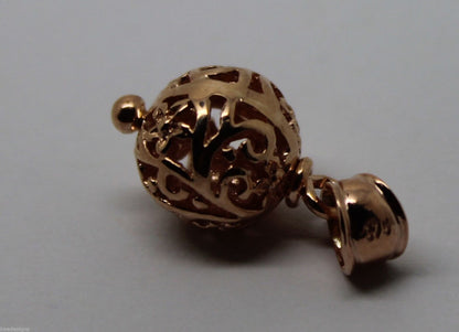 Genuine 9ct Yellow Gold or White Gold or Rose Gold 10mm Filigree Ball Pendant