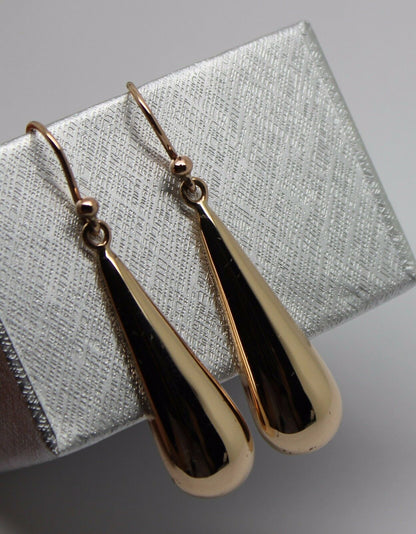 Kaedesigns Genuine 9ct 9kt Solid Yellow, Rose or White Gold Half Teardrop Hook Earrings