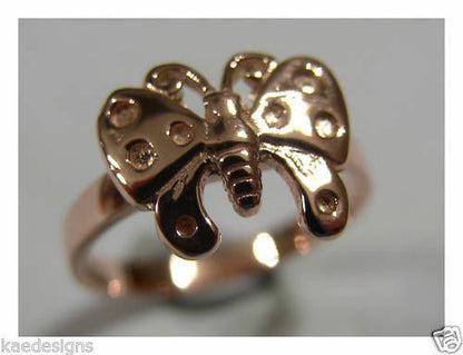 New Genuine Solid 9ct White Or Rose Or Yellow Gold Butterfly Ring Choose Size