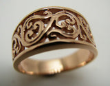 Size R Kaedesigns Genuine 9ct Full Solid Wide Yellow, Rose Or White Gold Filigree Flower Swirl Ring 336