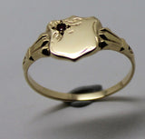 Size K 9ct Small Yellow, Rose or White Gold Garnet (Birthstone For January) Shield Signet Ring