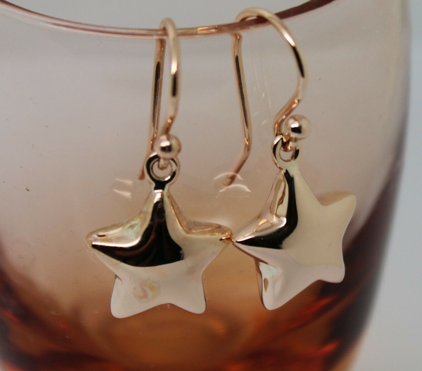 Kaedesigns, 9ct Yellow Or White Or Rose Gold Bubble Drop Star Hook Earrings