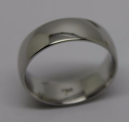 Size L Genuine 18ct Hallmarked 750 Heavy White Gold Full Solid 6mm Wedding Band