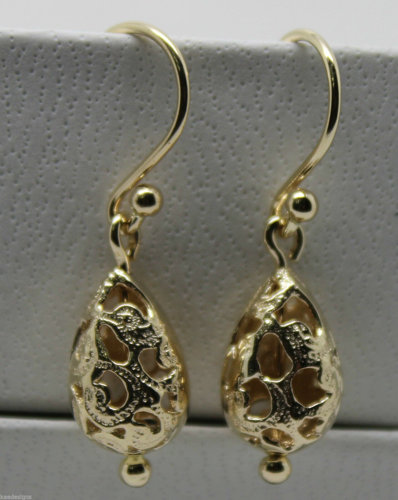 Kaedesigns 9ct 9k Yellow Or White Or Rose Gold 375 Teardrop Filigree Earrings