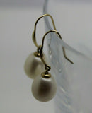 Genuine New 9ct Yellow Gold Oval Pearl Ball Earrings (continental hooks)