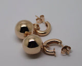 Kaedesigns Genuine Heavy 9ct 9kt Yellow, Rose or White Gold 14mm Belcher Ball Drop Earrings