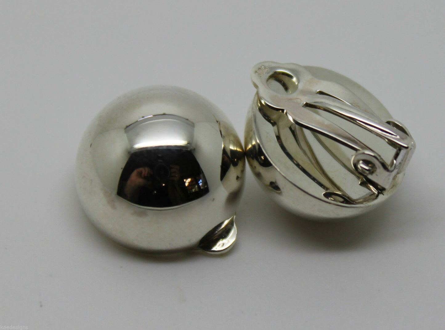 Genuine New Sterling Silver 925 Half 16mm Ball Round Earrings Clip-ons