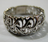 Genuine Size O 9ct 375 White Gold Wide Flower Filigree Ring *Free Express Post In Oz