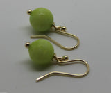 9ct Yellow Gold 10mm Agate Lime Faceted Ball Earrings*Free Express Postage In Oz