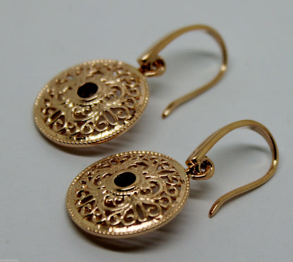 Kaedesigns New Genuine 9ct Yellow, Rose or White Gold Antique Red Ruby Filigree  Earrings