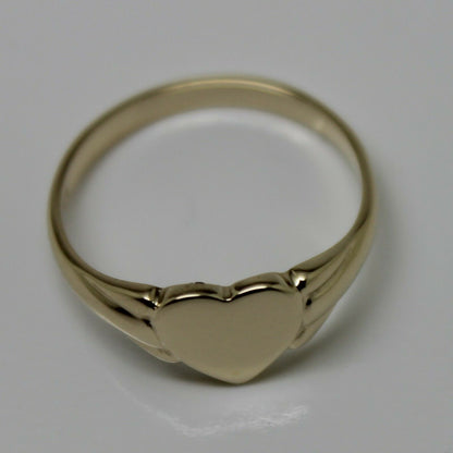 Genuine New Size J Child'S Solid 9ct 9k Yellow, Rose or White Gold Heart Signet Ring