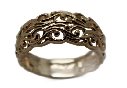 Kaedesigns New Genuine Size P 9ct Yellow, Rose or White Gold Wide Flower Filigree Ring