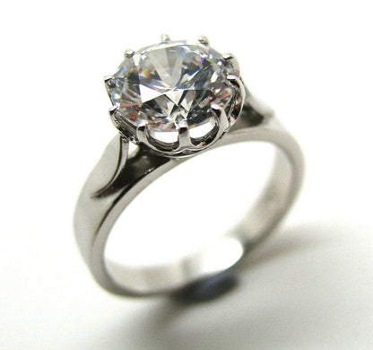 Genuine 18ct Solid White Gold 1.2ct Cubic Zirconia Round Cut Ring