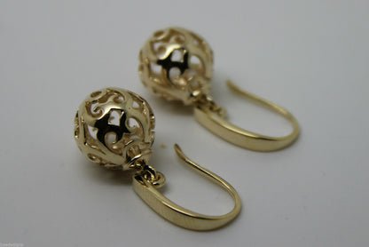 Kaedesigns New Genuine 9ct Yellow, Rose or White Gold 10mm Ball Drop Filigree Earrings