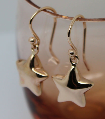 Kaedesigns, 9ct Yellow Or White Or Rose Gold Bubble Drop Star Hook Earrings