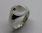 Size M New Genuine Solid Sterling Silver Oval Black Sapphire Signet Ring