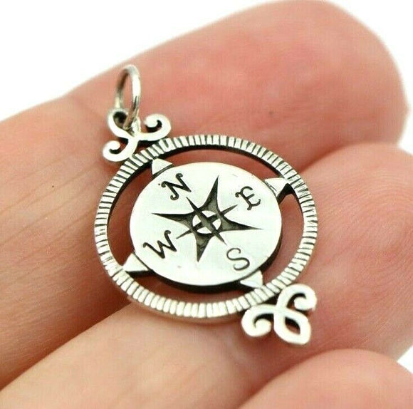 Kaedesigns New Sterling Silver Solid Compass Pendant / Charm