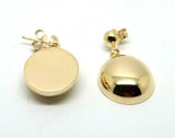 Very Large Size 9ct 9K Solid Yellow, Rose or White Gold Stud Half Oval Bubble Earrings