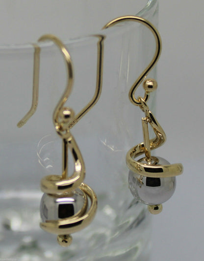 Kaedesigns New 9ct 9k Yellow & White Gold 8mm Swirl Ball Earrings