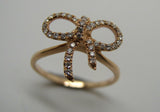 Genuine New 18ct Delicate Rose Gold Diamond Bow Ring *Free Express Post In Oz*