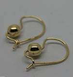 Genuine New 9ct 9kt Yellow, Rose or White Gold 6mm Euro Plain Ball Drop Earrings