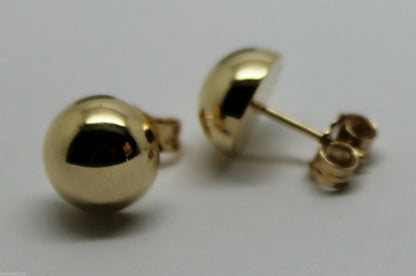 Genuine 9ct 9K Solid Yellow, Rose or White Gold 10mm Stud Half Ball Earrings