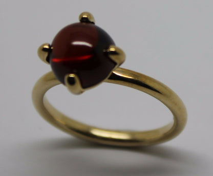 Size L 1/2 Genuine 9ct 9k Yellow, Rose or White Gold Cabochon Garnet Stacker Ring