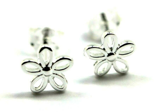 Genuine Sterling Silver Children Child Small Flower Earrings