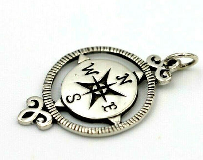 Kaedesigns New Sterling Silver Solid Compass Pendant / Charm