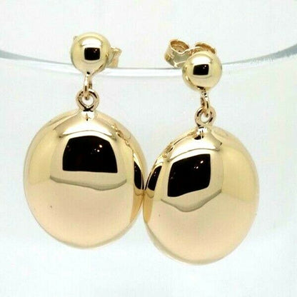 Very Large Size 9ct 9K Solid Yellow, Rose or White Gold Stud Half Oval Bubble Earrings