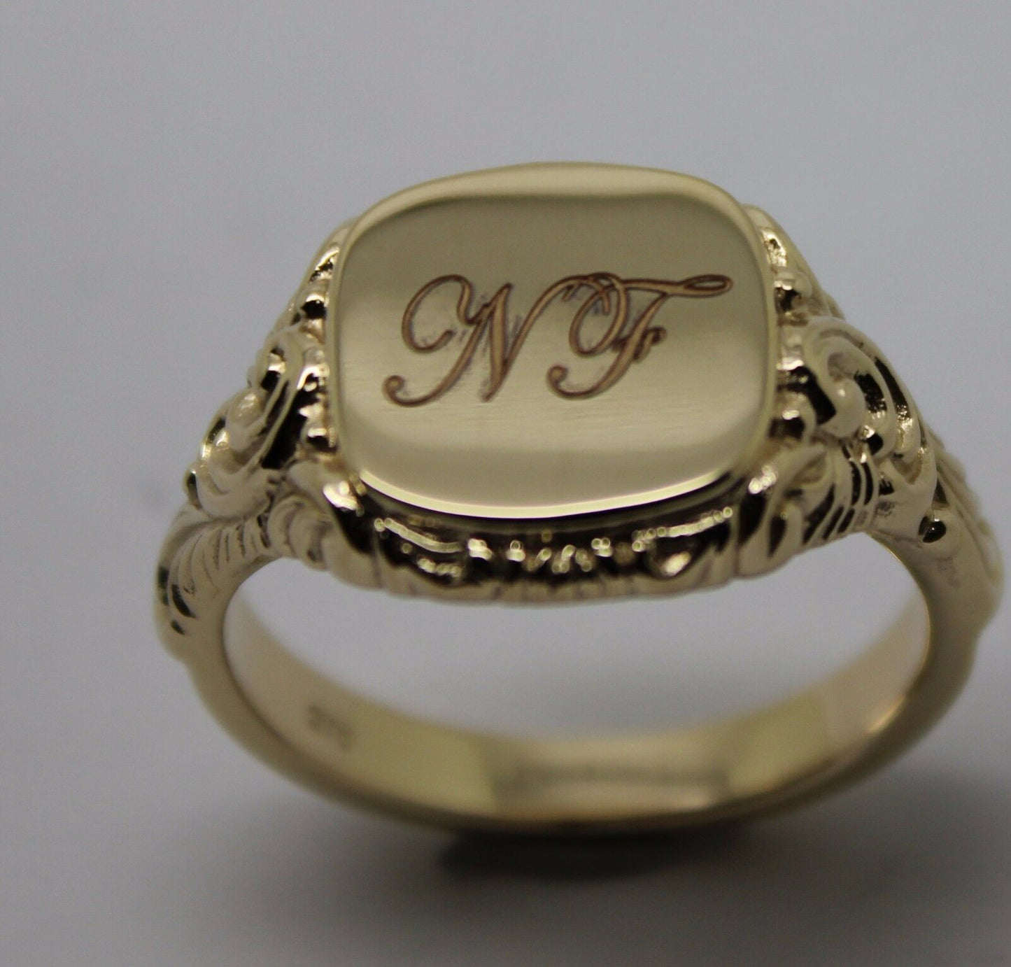 Genuine  New 9ct 9k Yellow, Rose or White Gold Square Engraved With Your Initials Signet Ring 335